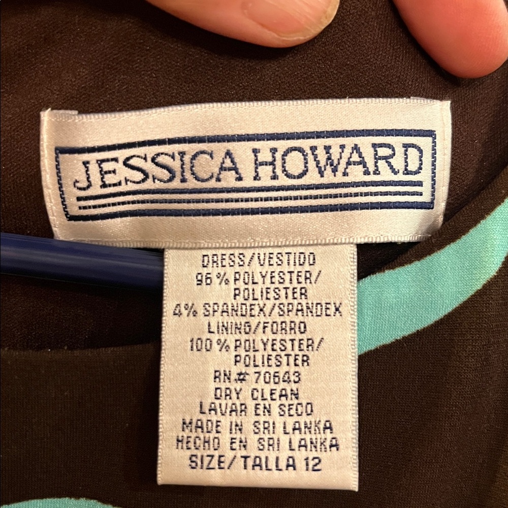 Jessica Howard Ruched Midi Dress Hawaiian Print Floral Chocolate Blue Size 12 - Picture 10 of 10